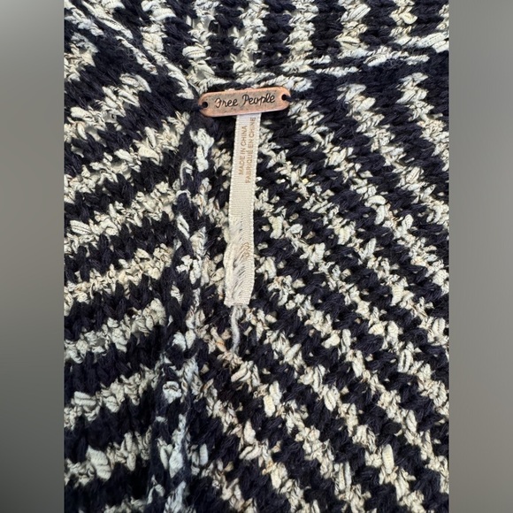 Free People Womens 3/4 Sleeve Shawl Open Front Striped Knit Cardigan Blue Size S - Picture 7 of 9
